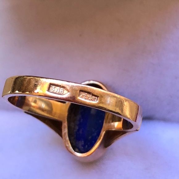 Russian | Jewelry | 4k Vintage Russian Rose Gold Blue Stone Ring | Poshmark